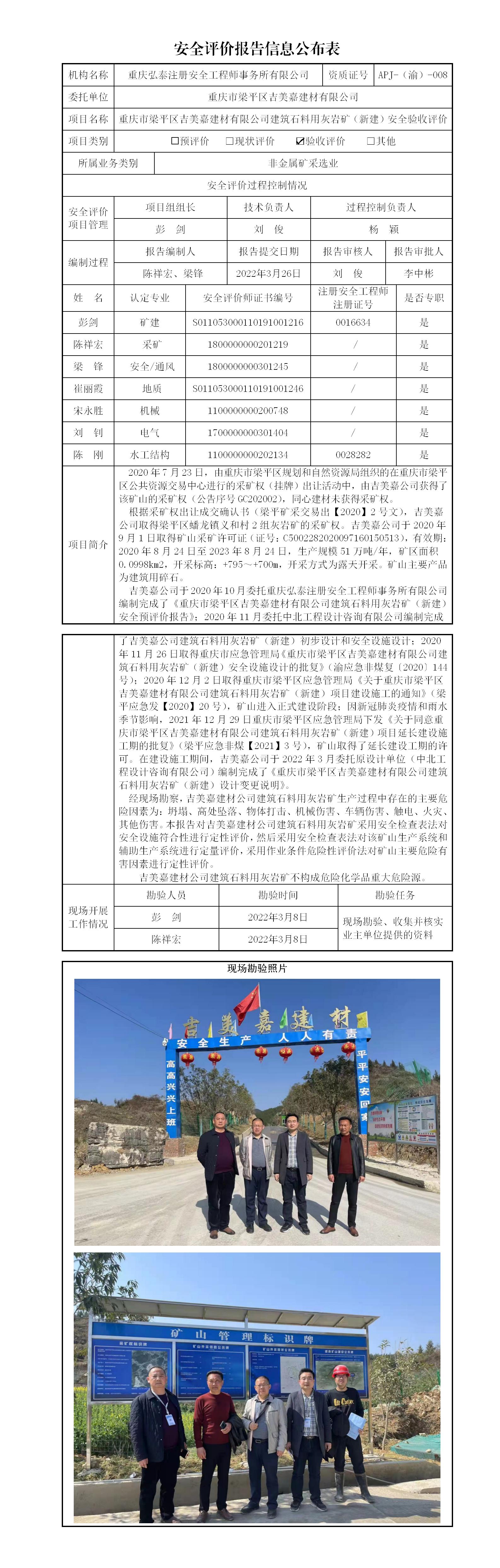 22-2重庆市梁平区吉美嘉建材有限公司建筑石料用灰岩矿验收评价安全评价报告信息公布表(1)_01.jpg